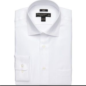 Pronto Uomo, men’s warehouse, white dress shirt.  Size 17 1/2, 36/37 tall.
